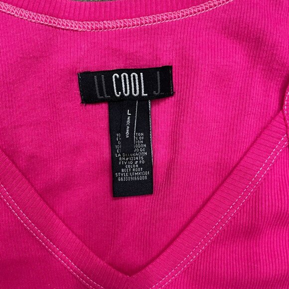 LL Cool J Pink V Neck Ribbed Tank Juniors L - Picture 2 of 3